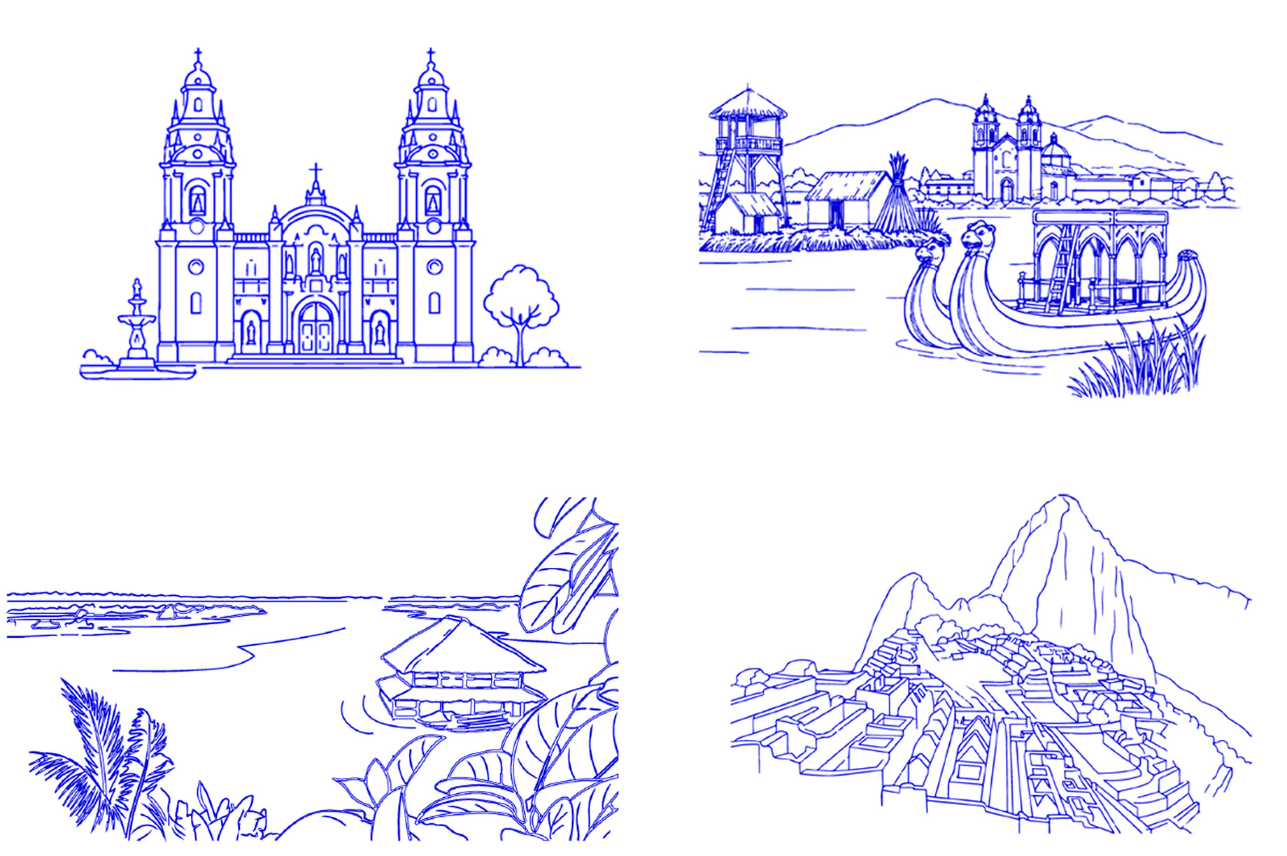 Ilustración lineal de la Catedral de Lima