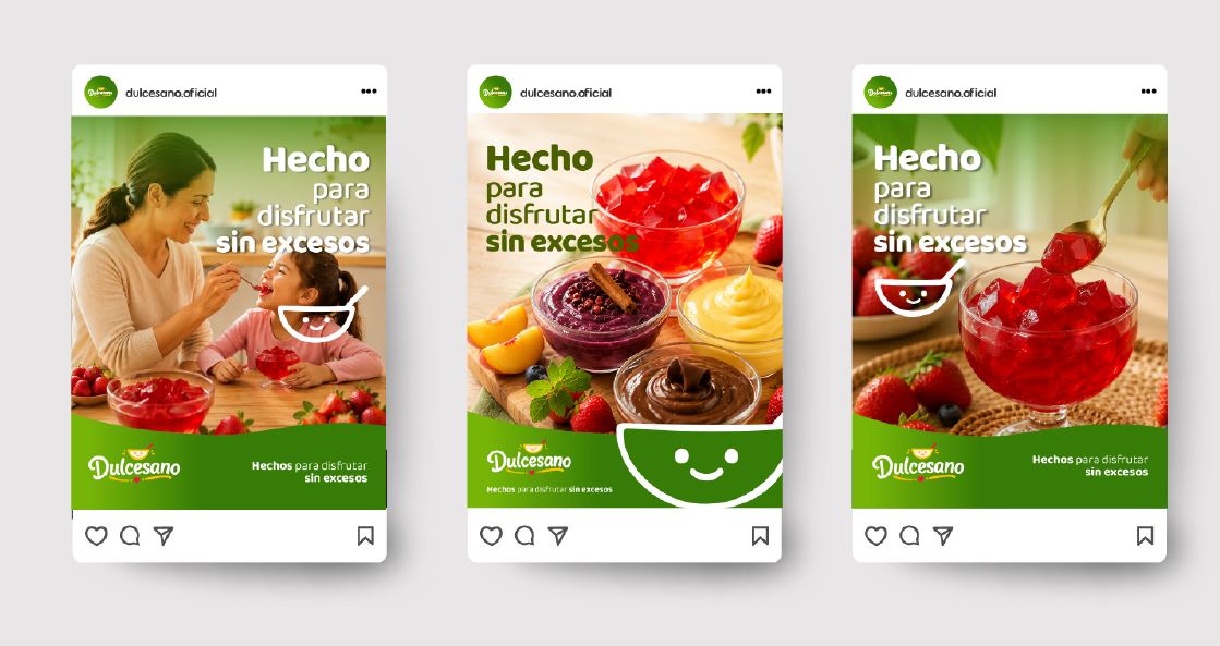 Diseños de publicaciones para las redes sociales de Dulcesano