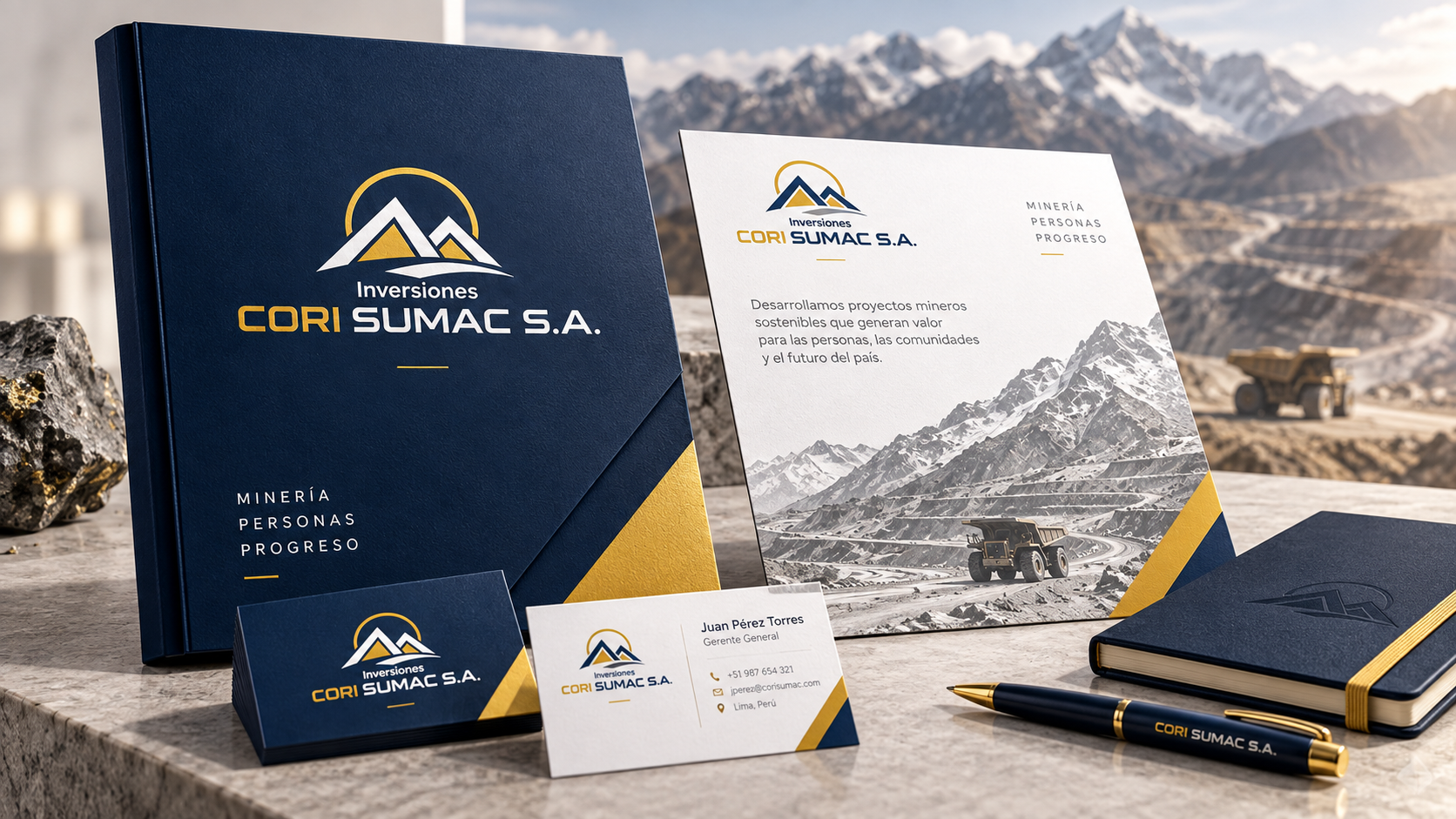 Papelería corporativa para empresa minera Inversiones Cori Sumac