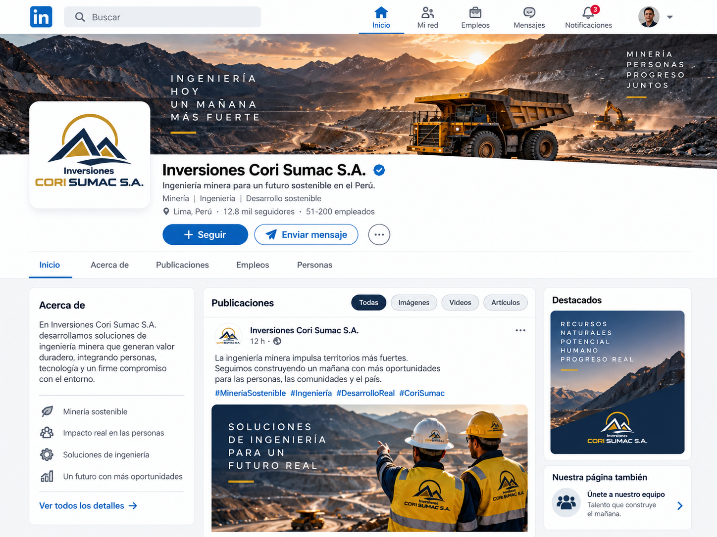 Presencia digital Inversiones Cori Sumac